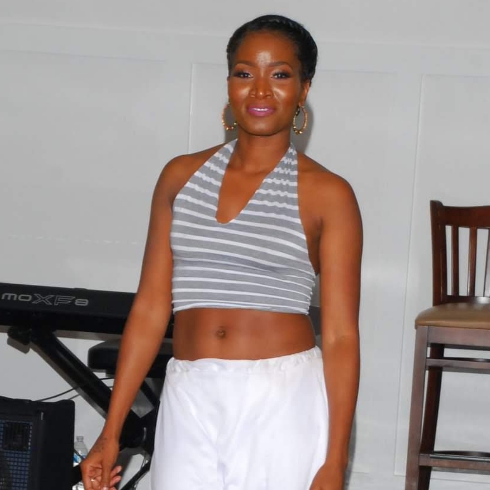 3/$10 Grey striped halter top